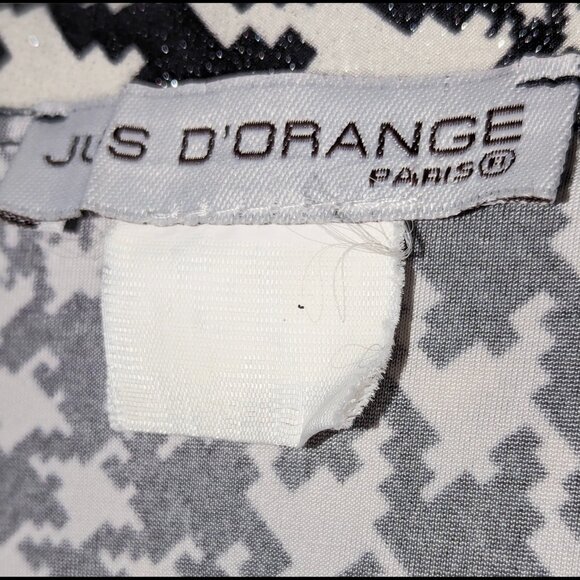 Shimmery JUS D'ORANGE Paris Size S Multi Houndstooth Faux Wrap Stretch Blouse - Picture 4 of 5